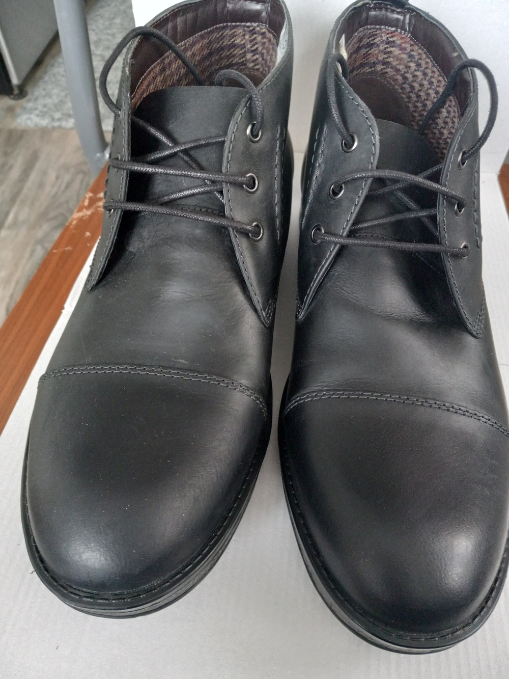 Men's Black Leather Lace-Up Dress Boots